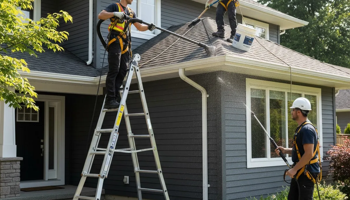 Indianapolis, IN gutter cleaning service by FX Remodeling & Exteriors for home water drainage protection