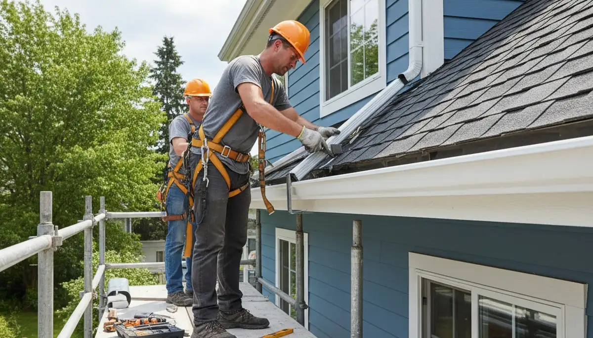 Indianapolis, IN gutter repair on a home exterior by FX Remodeling & Exteriors