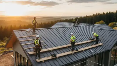 Metal roofing installation on Indianapolis, IN home by FX Remodeling & Exteriors