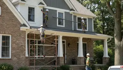 Siding repair service in Indianapolis, IN for damaged exterior siding on a home
