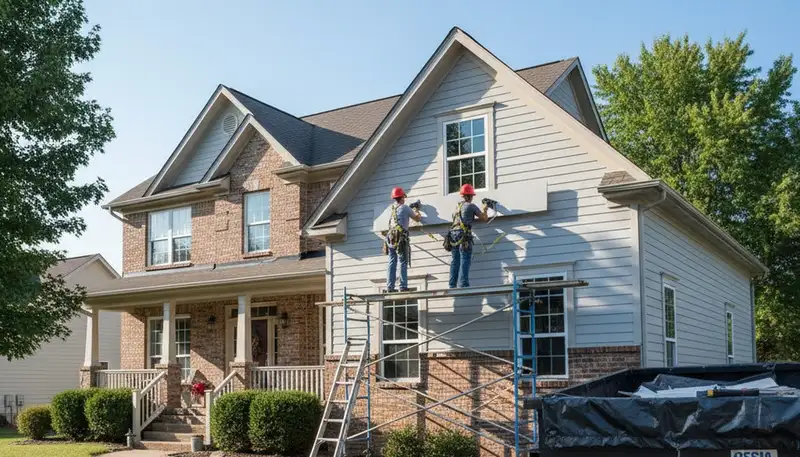Siding repair crew serving Indianapolis, IN, for residential exterior restoration