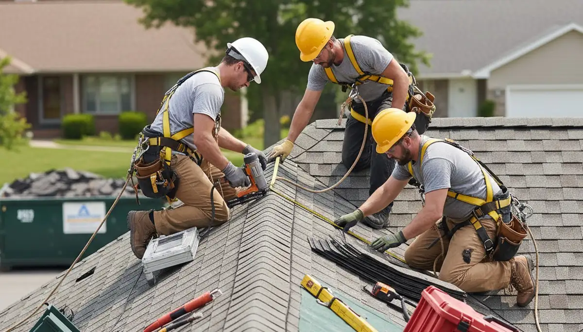 Indianapolis siding repair crew fixing storm-damaged exterior on a home in Indianapolis, IN