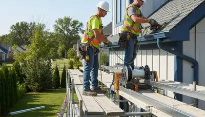 Seamless gutter installation in Indianapolis, IN for home water damage protection
