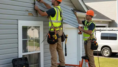 Vinyl siding repair in Indianapolis, IN by FX Remodeling & Exteriors for storm-damaged home exterior